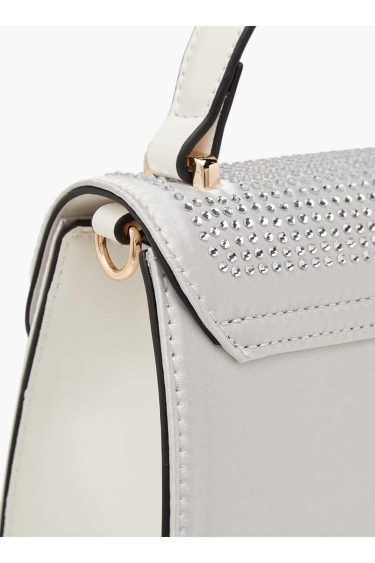Paprika-Embellished Satchel Bag with Detachable Chain Strap and Flap Closure - W 8 x H 16 x D 21 cm 5