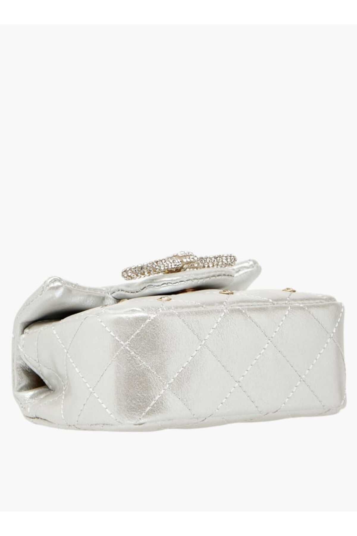 Little Missy-Embellished Crossbody Bag with Chain Strap and Button Closure 5