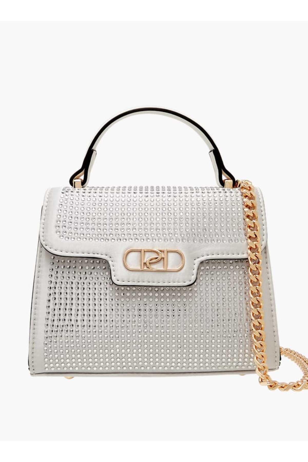 Paprika-Embellished Satchel Bag with Detachable Chain Strap and Flap Closure - W 8 x H 16 x D 21 cm 1