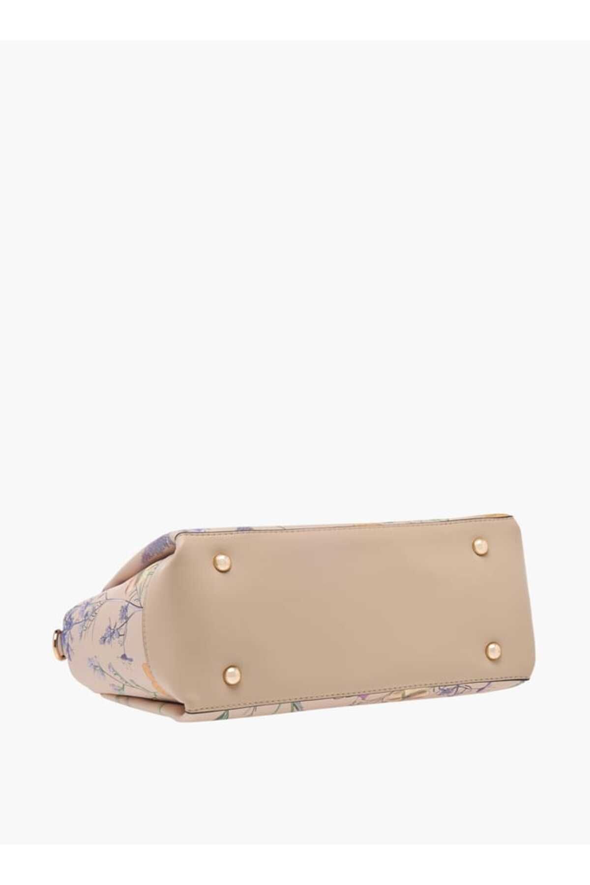 Celeste-Floral Print Tote Bag with Double Handle and Zip Closure 6
