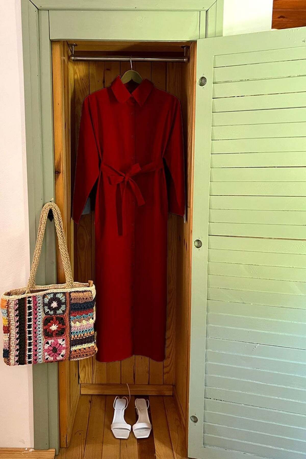 Ceylan Otantik-Burgundy Shirt Dress 1