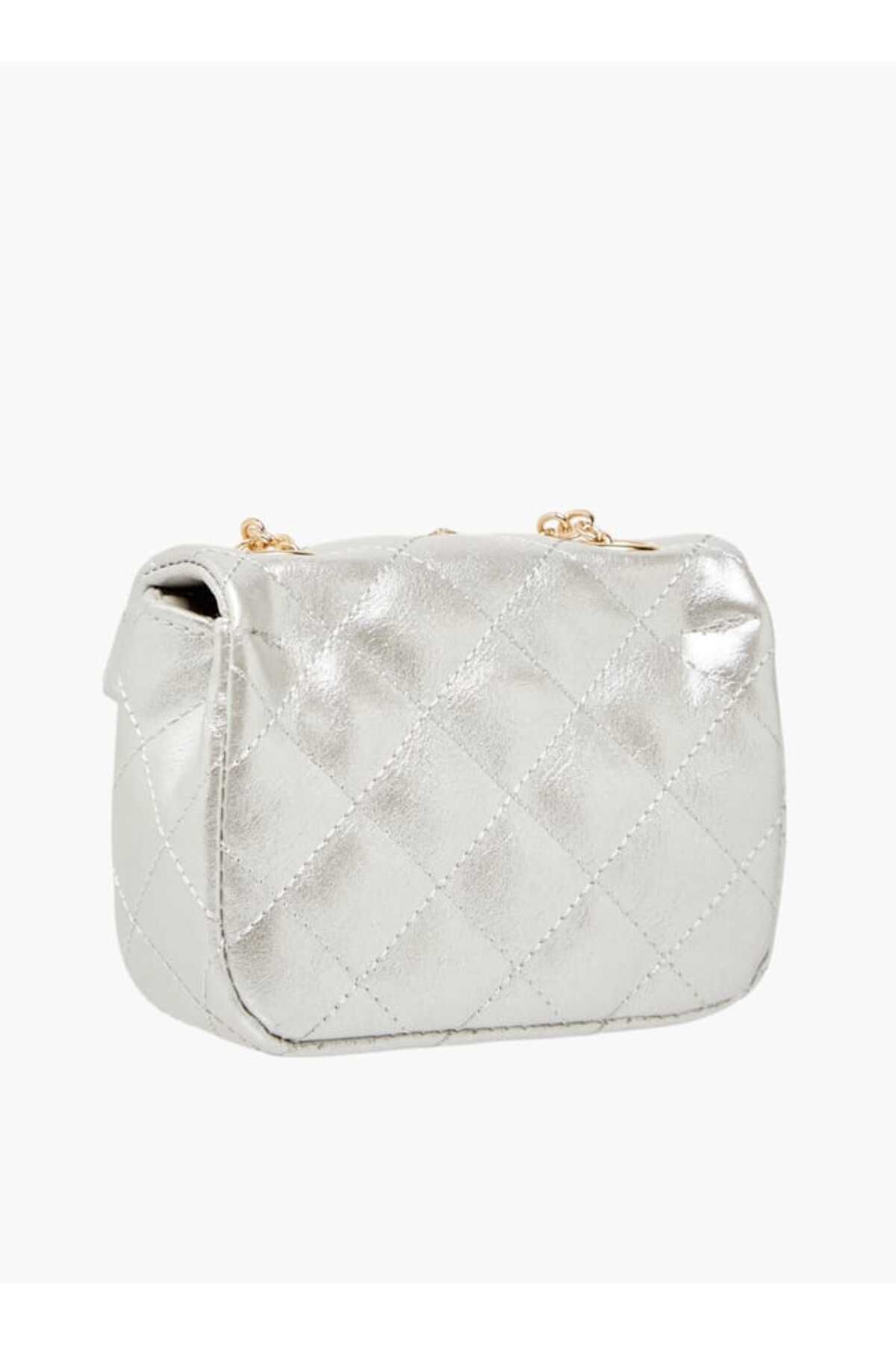 Little Missy-Embellished Crossbody Bag with Chain Strap and Button Closure 3