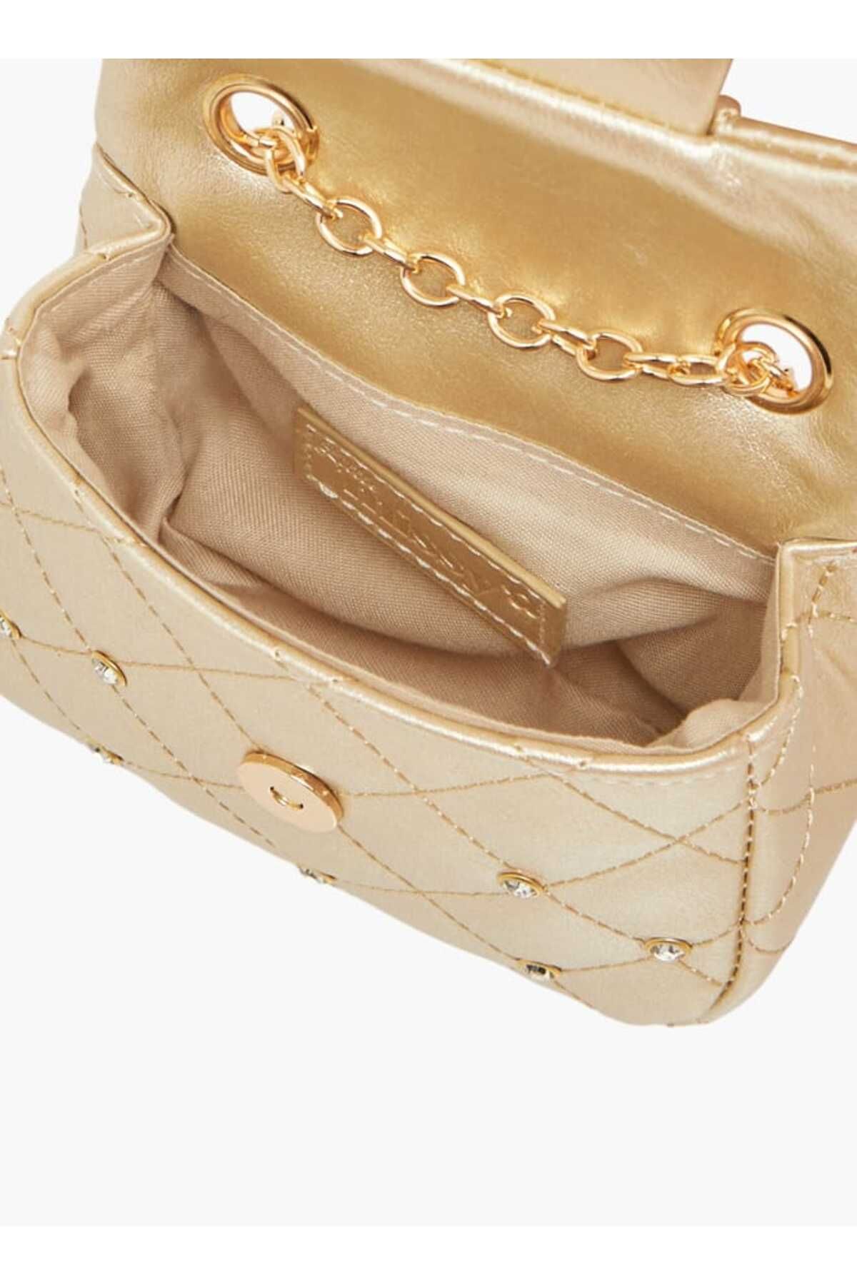 Little Missy-Embellished Crossbody Bag with Chain Strap and Button Closure 6