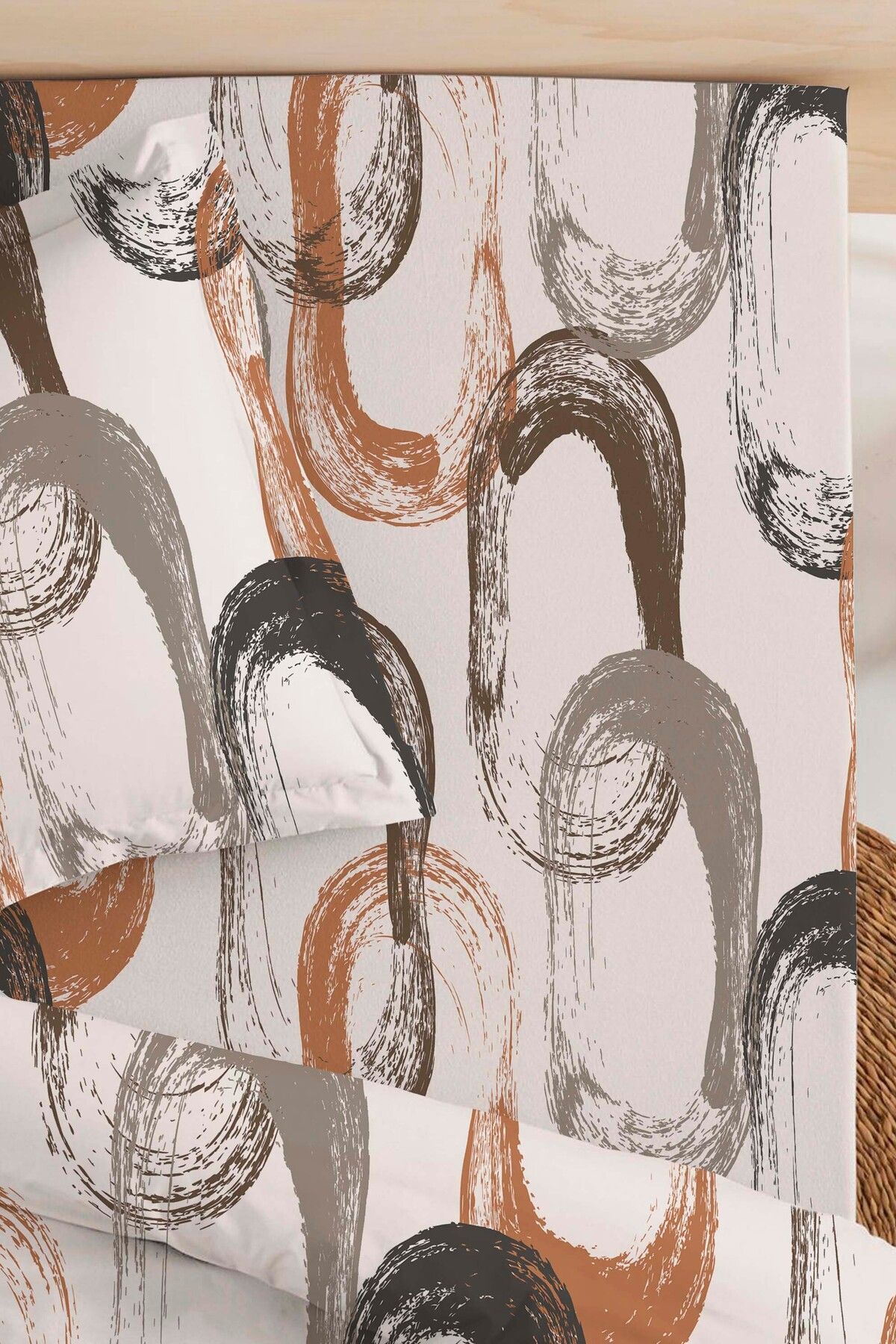 Rivaİstanbul-Double Abstract Coffee Bed Sheet - Cotton 3