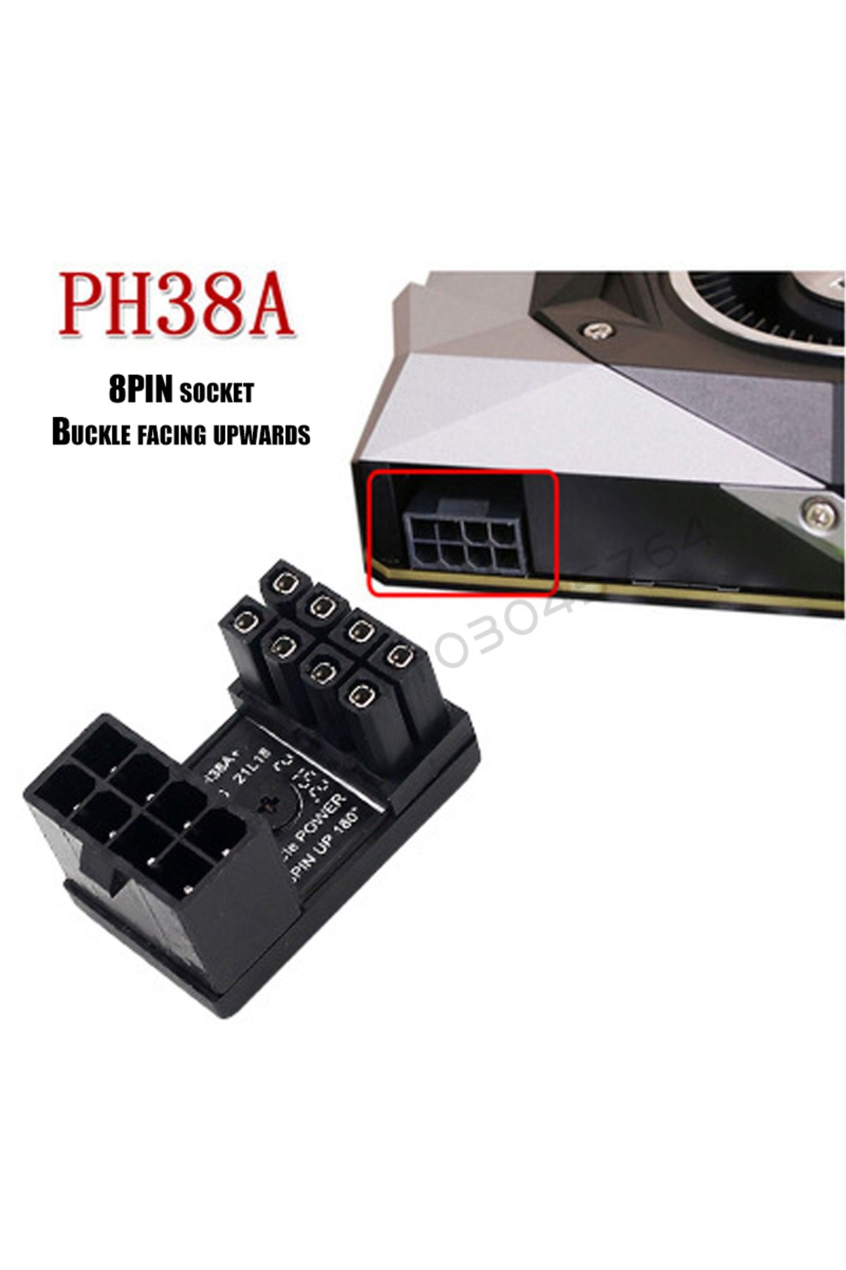 Choice-8Pin Forward Graphics Card Power Supply Adapter Elbow 180°, GPU PSU Steering Connector PCI-E 6Pin 8P 1