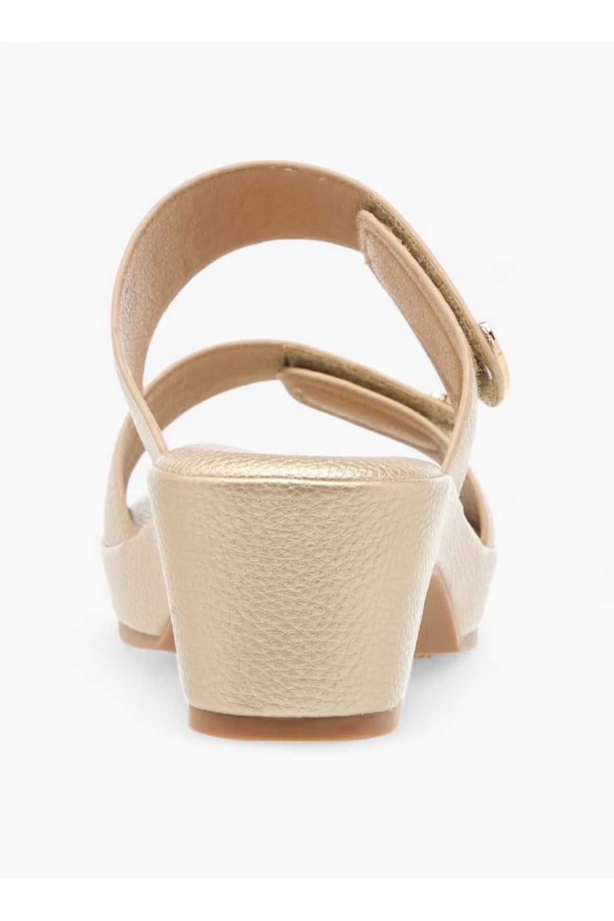 Flora Bella by Shoexpress-Flora Bella Textured Slip-On Sandals with Block Heel 5