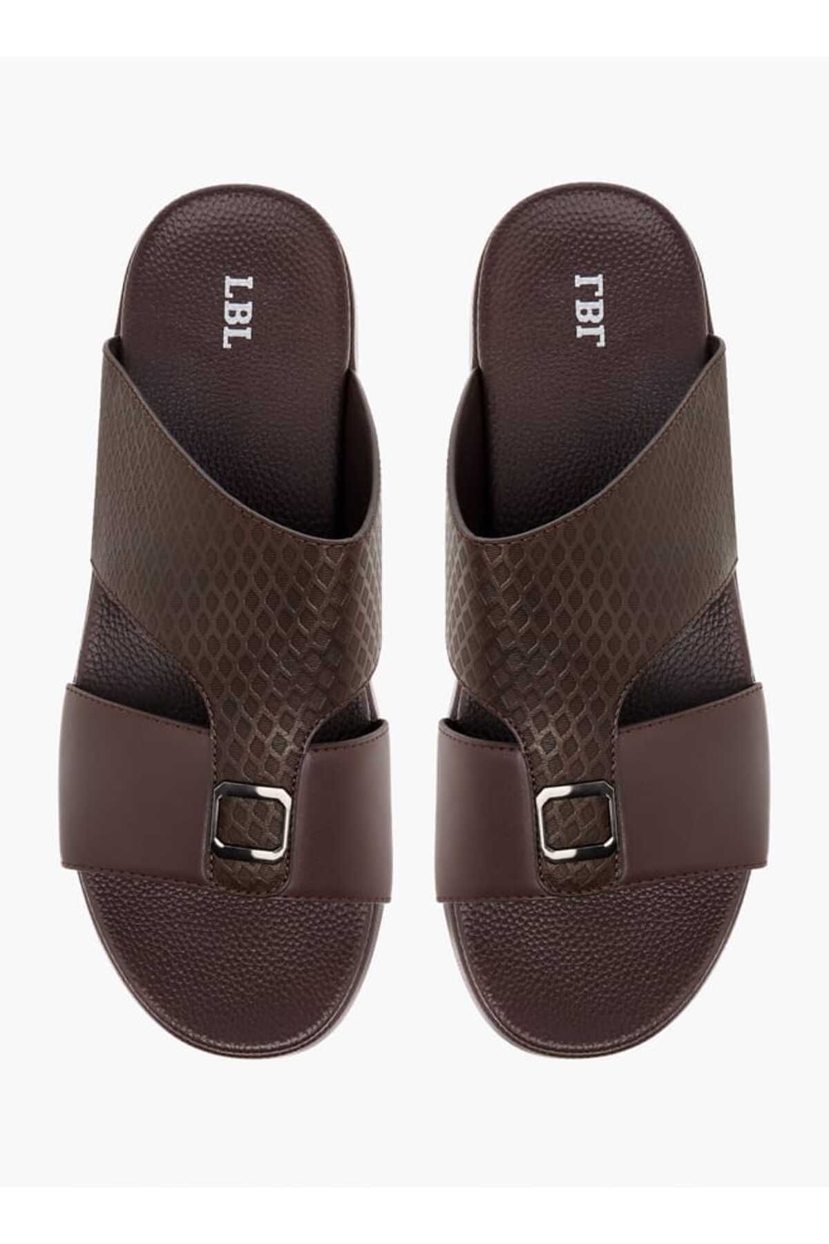 LBL by Shoexpress-Textured Slip-On Sandals with Metallic Detail 1