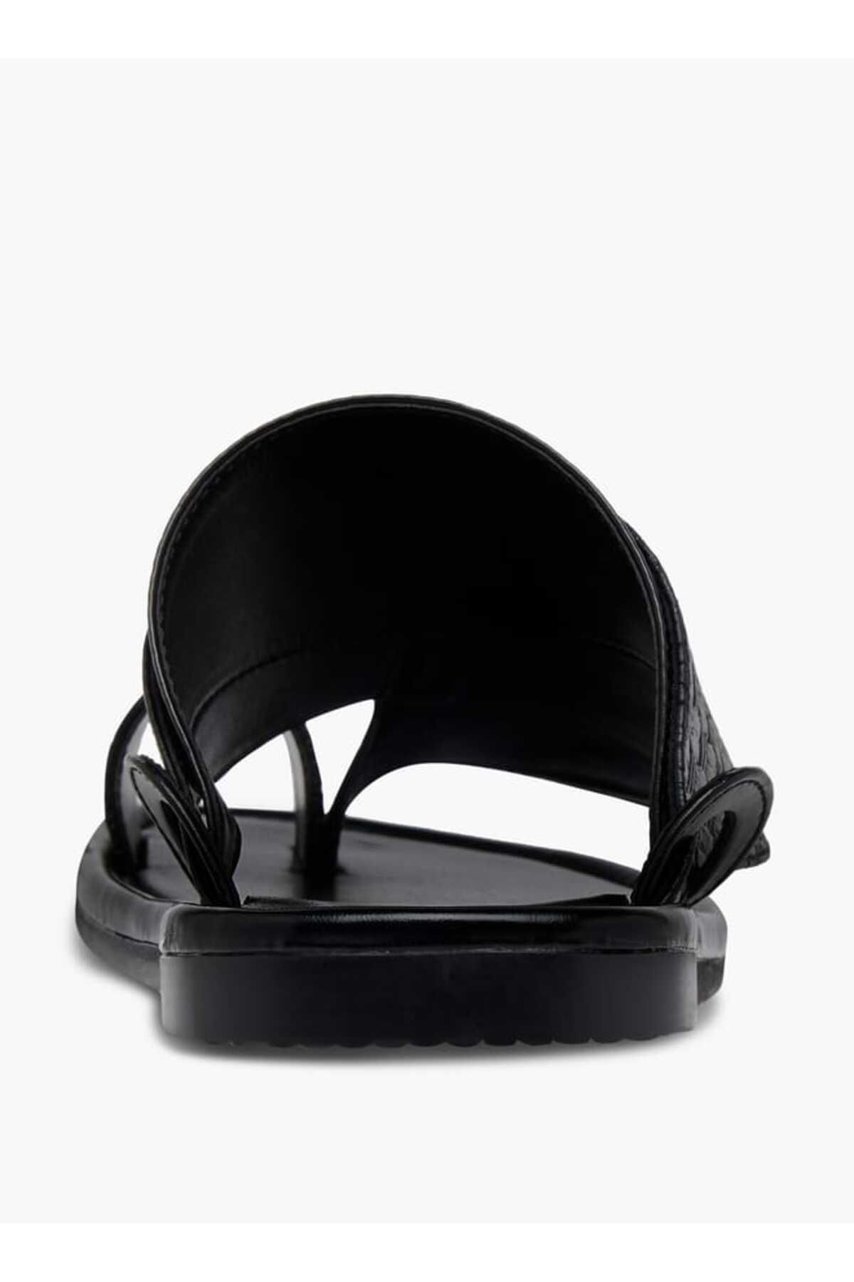 LBL by Shoexpress-Textured Slip-On Arabic Sandals with Toe Loop Detail 4