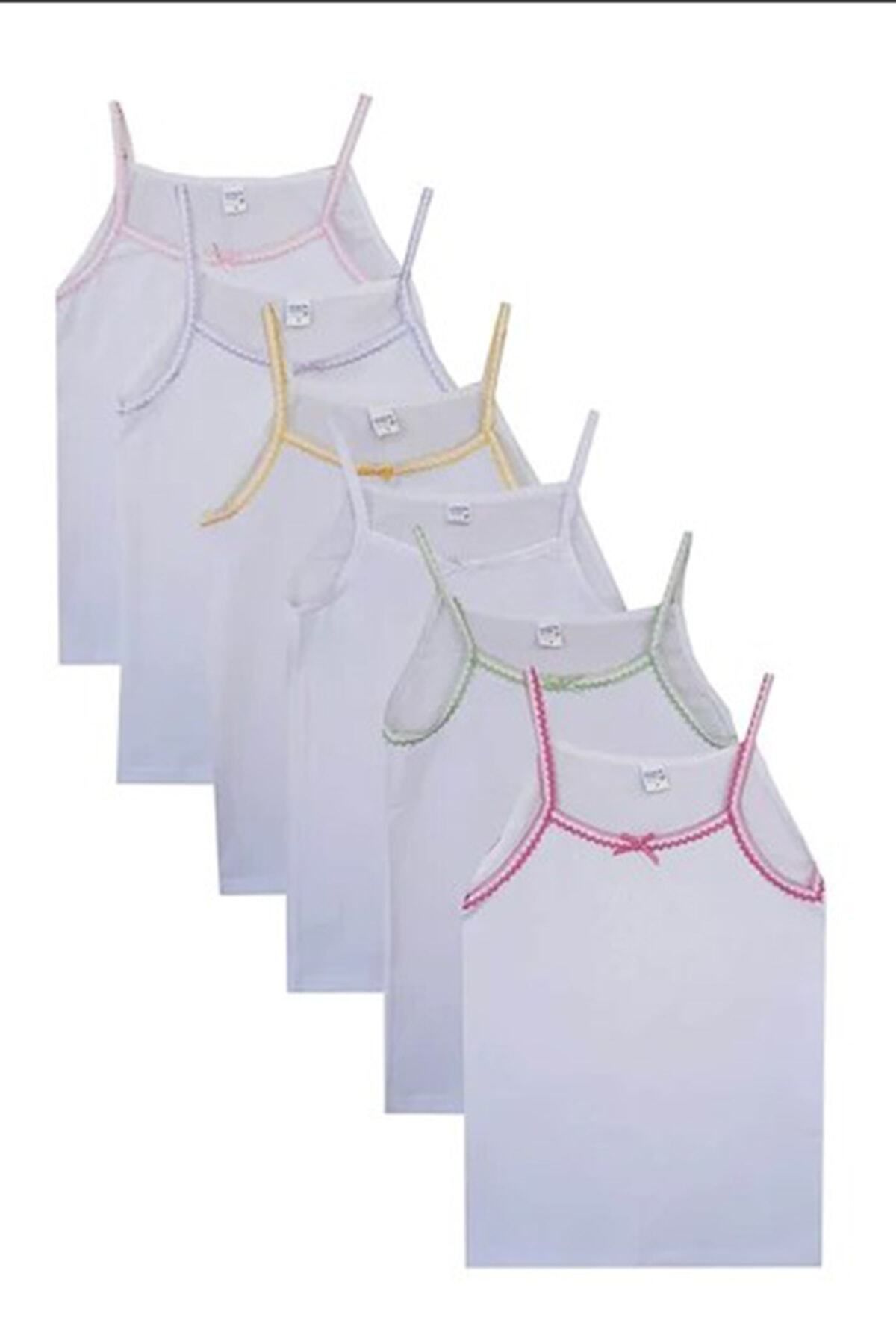 Seher-10 Pack Girls' Undershirts with Rope Straps and Embroidered Undershirts 0048 1