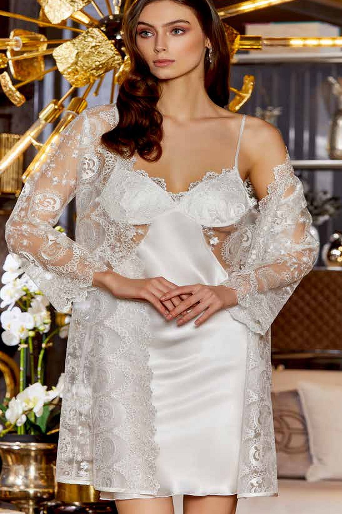 Jeremi Saten Gecelik Sabahlık Takım