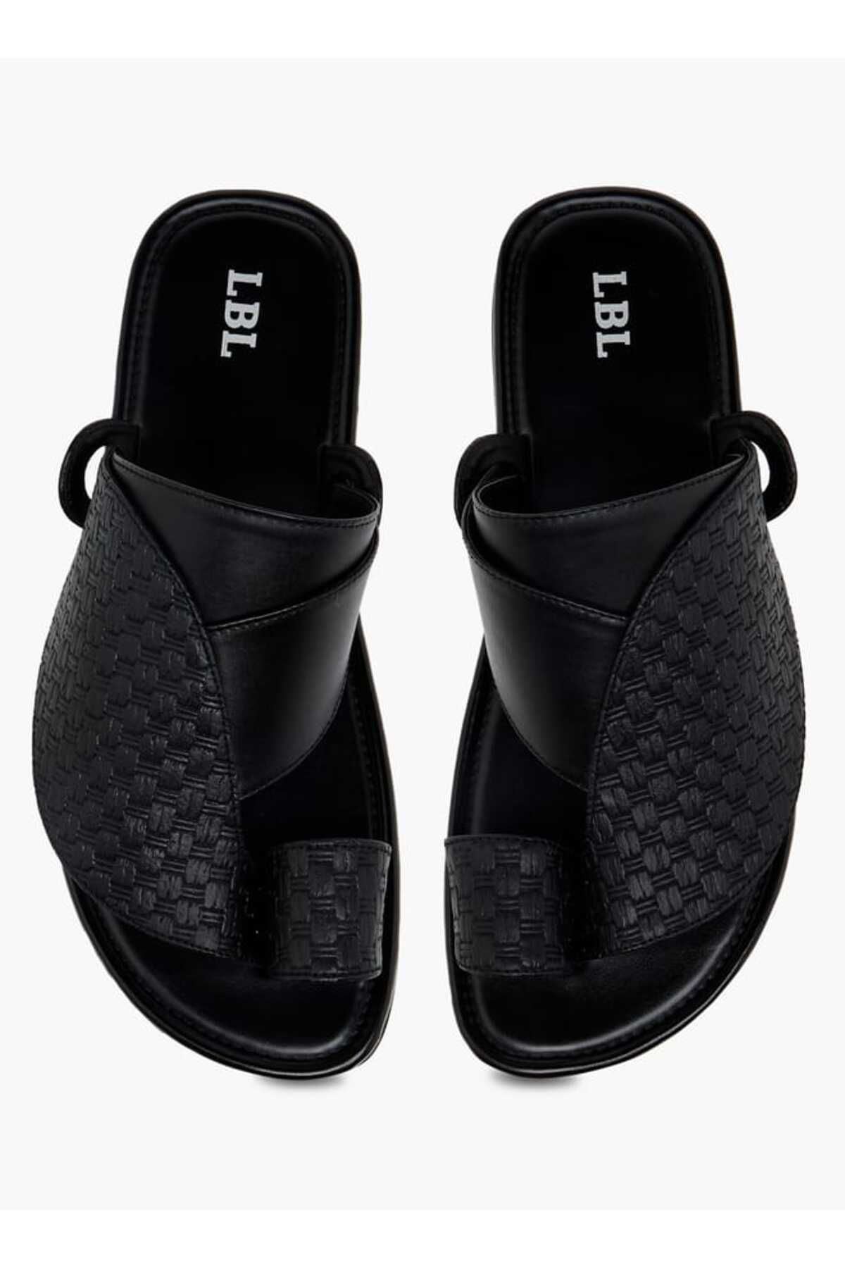 LBL by Shoexpress-Textured Slip-On Arabic Sandals with Toe Loop Detail 1