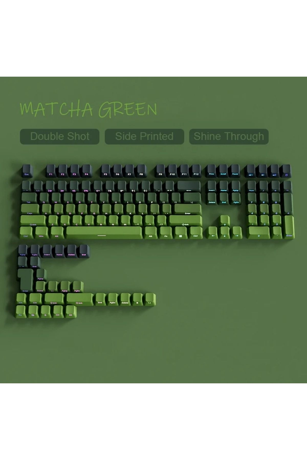 Choice-Machat Grey Keycap Set 133 Keys PBT Double Shot Side Print Shine Through Backlit Keycaps For MX Swit 1