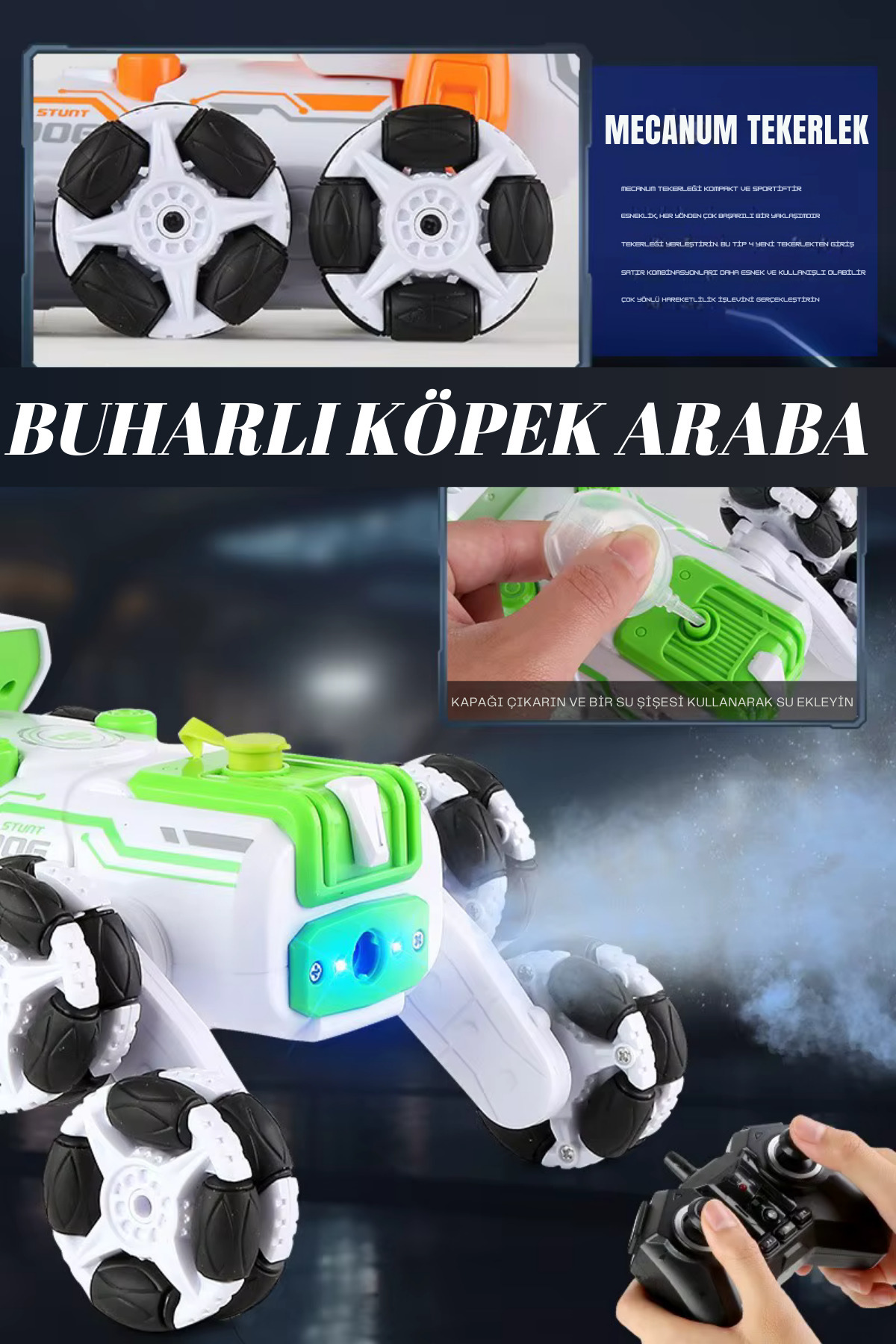 welcomein BUHAR ATAN 8 TEKERLEKLİ AKROBATİK FONSİYONLU ŞARJLI