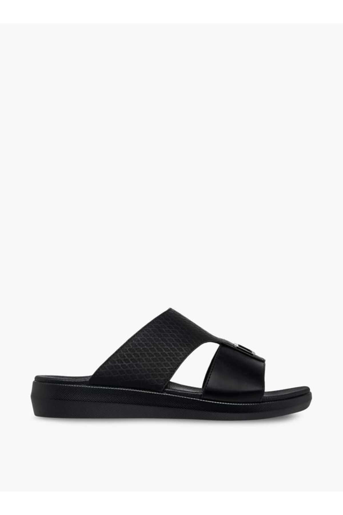 LBL by Shoexpress-Textured Slip-On Sandals with Metallic Detail 2