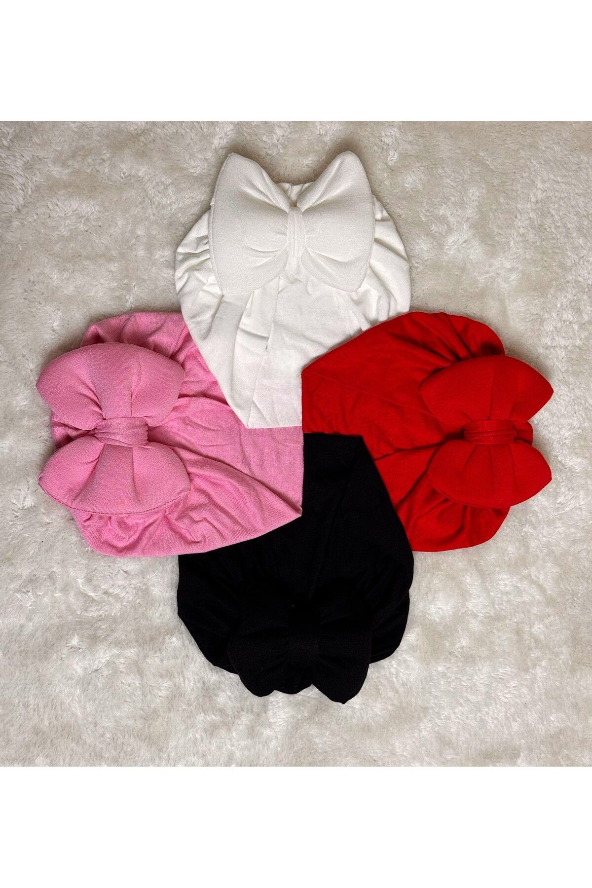 Tontiny-Solid Color Bow Baby Bonnet Set, Baby Gift 3