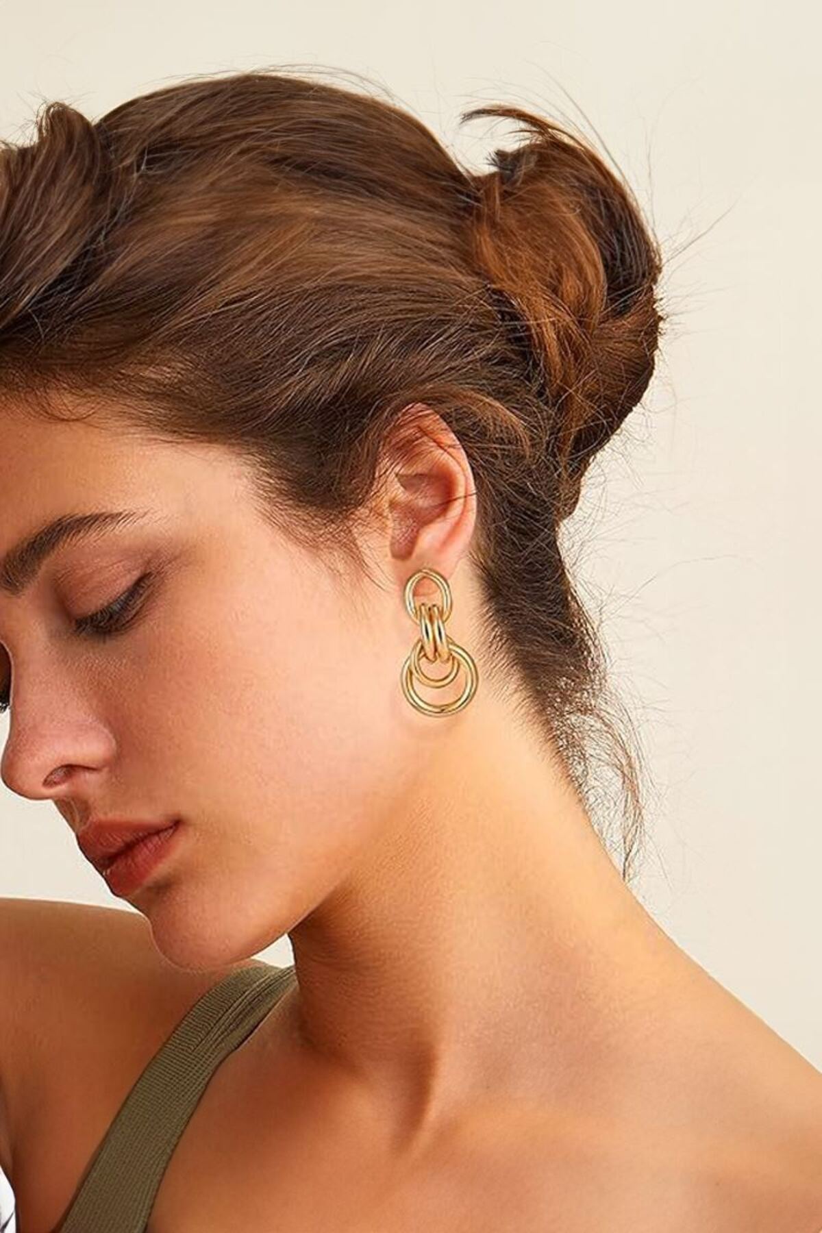Chavin-Gold Bijouterie Retro Style Women's Hoop Earrings Ev20Sr 3