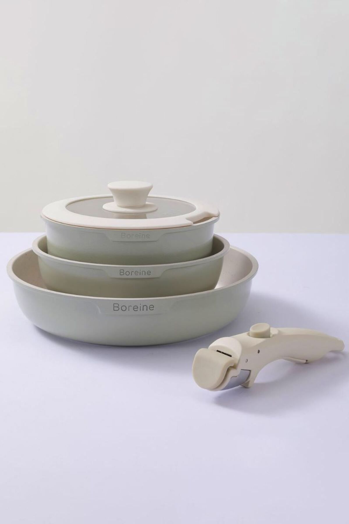 Boreine-Ecolon Cap.5 Pieces - Non-Stick Cookware Set with Removable Handle Cin610ys 6
