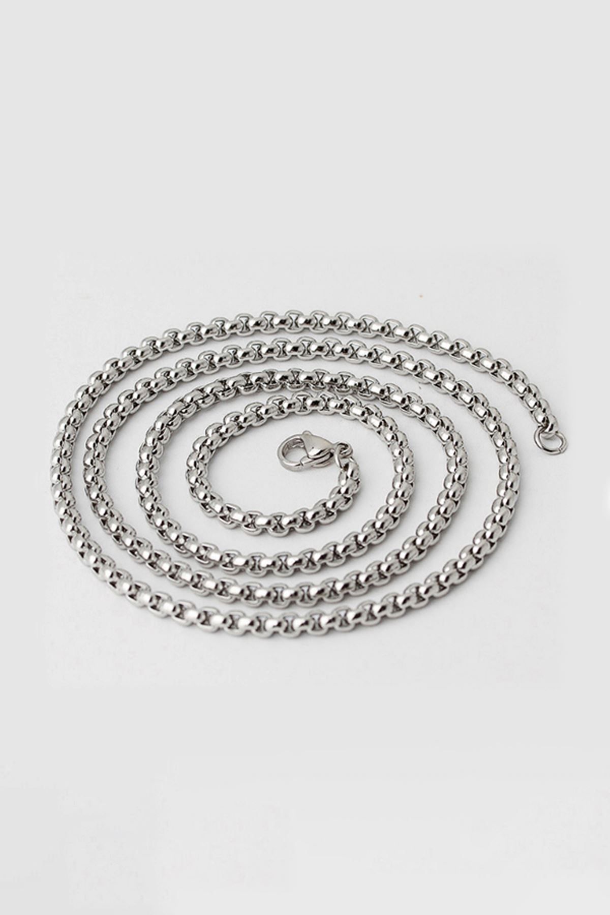 Chavin-Men's Grey Steel Chain - 60 Cm, 2 Mm, Dt94 2