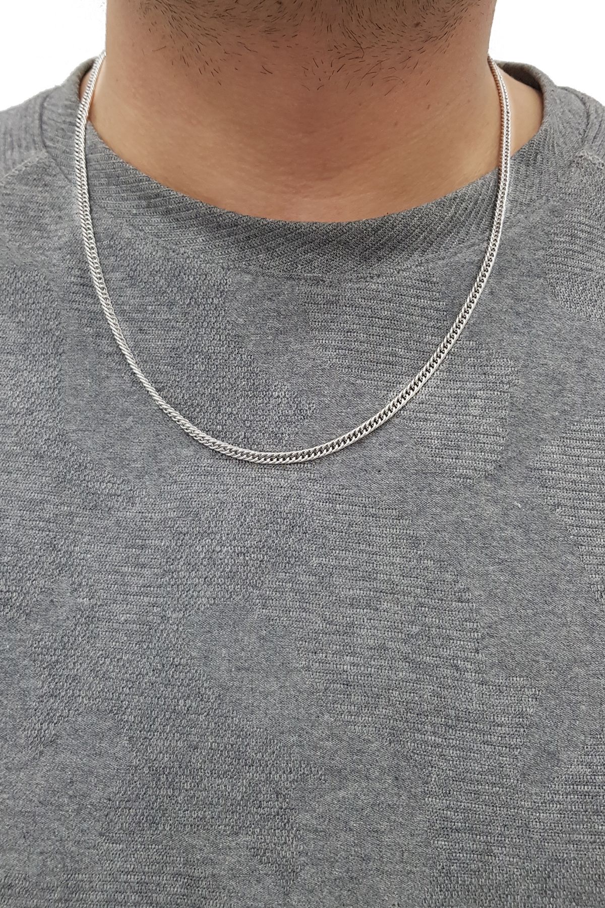 Chavin-Gray 60 Cm. 4 Mm. Shaved Gourmet Men's Steel Chain Dm90-4 6