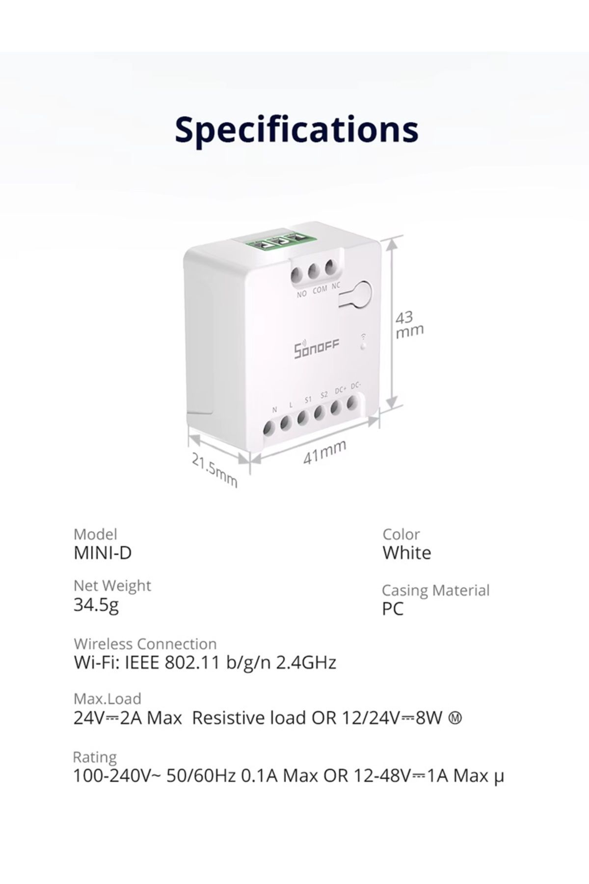 MINI-D Matter WiFi Akıllı Anahtar Kuru Kontak Rölesi - 6