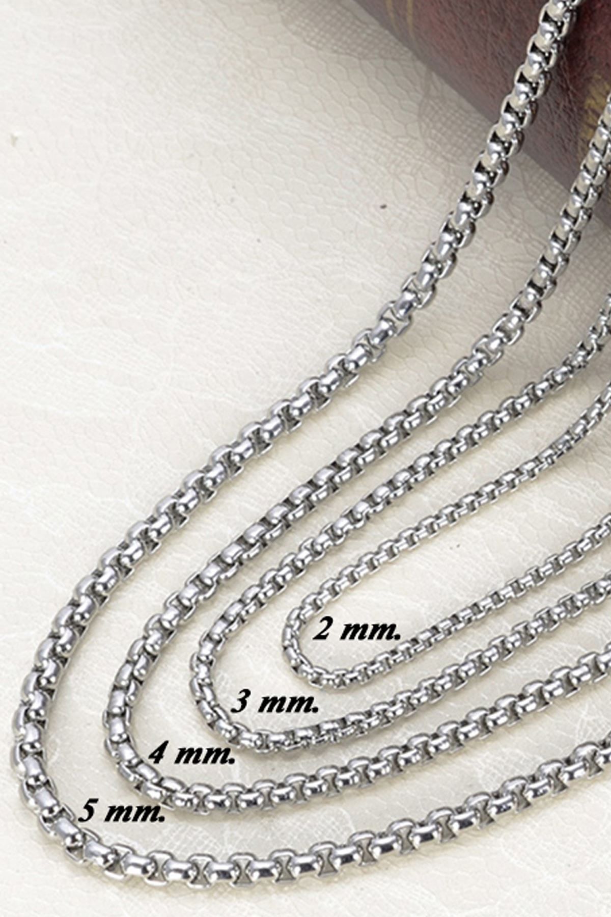 Chavin-Men's Grey Steel Chain - 60 Cm, 2 Mm, Dt94 3