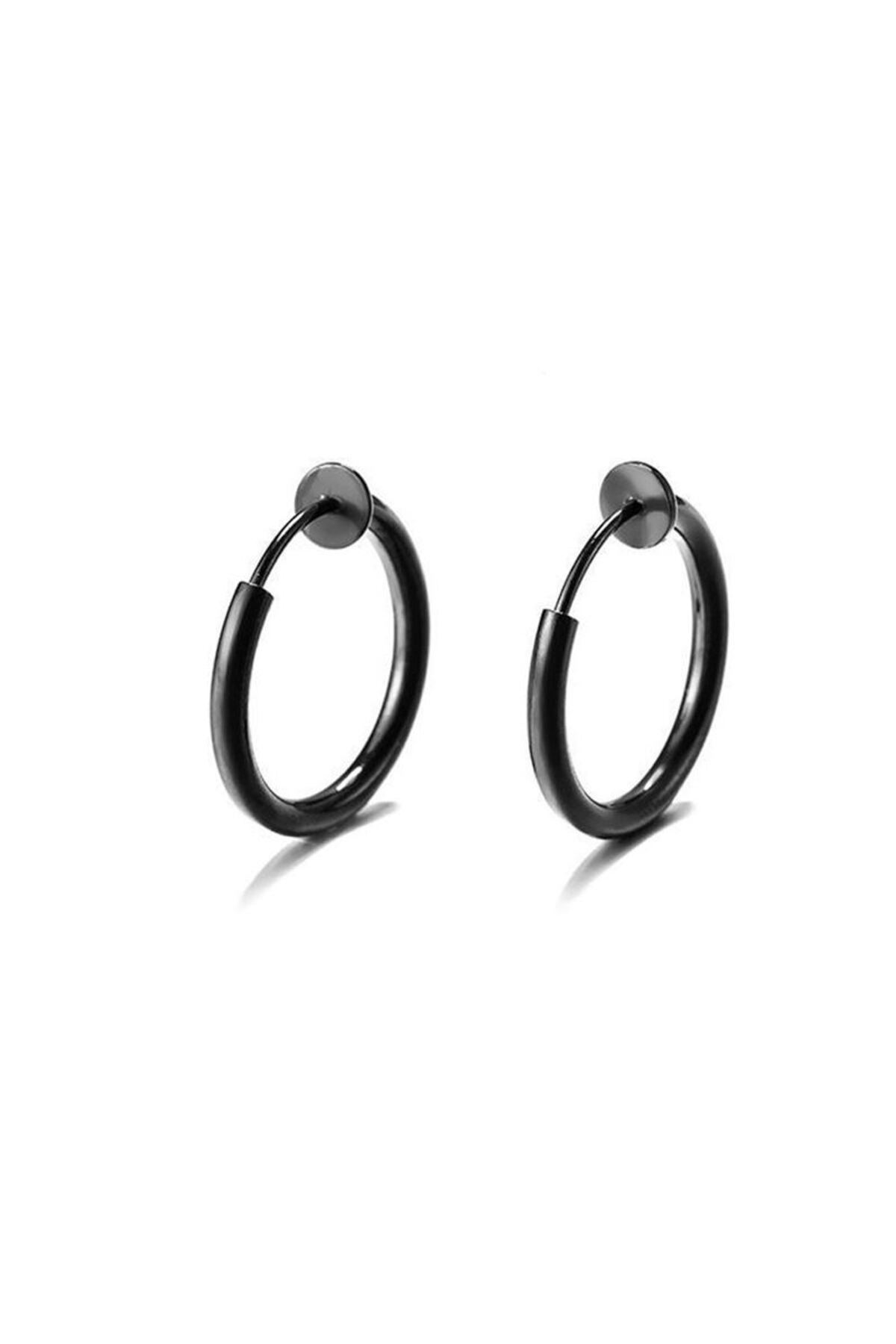 Chavin-Spring Closure Earrings for 12 mm Steel Black Non-Perforated Ears Ev25Sy-12 1