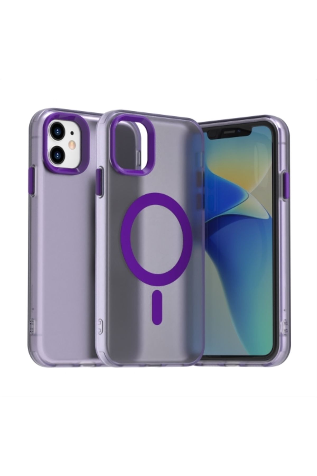 Deppo Trend iPhone 11 Uyumlu Kılıf Buzlu Mat Sararmayan Magsafe İçin Uygun Renkli Manyetik Sert Kapak