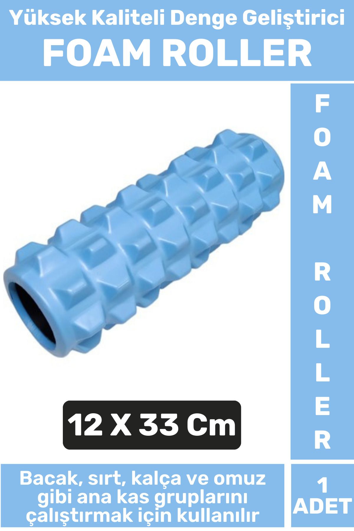 Wintoup Premium Fitness Aerobik Denge Stabilite Kas Esnekliği Geliştirici Kadın Erkek Foam Roller 33 Cm