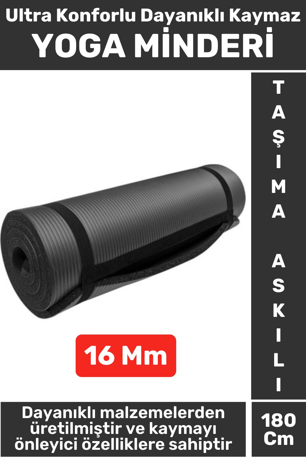 Wintoup Premium Dayanıklı Konforlu Kaymaz Fitness Yoga Aerobik Meditasyon Pi̇lates Mi̇nderi̇ 16 Mm