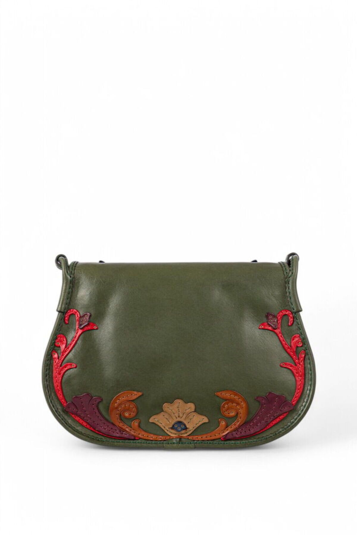 GÖN-Gön Rasa Green Leather/Colorful Women's Crossbody Bag 065 Rasa 3