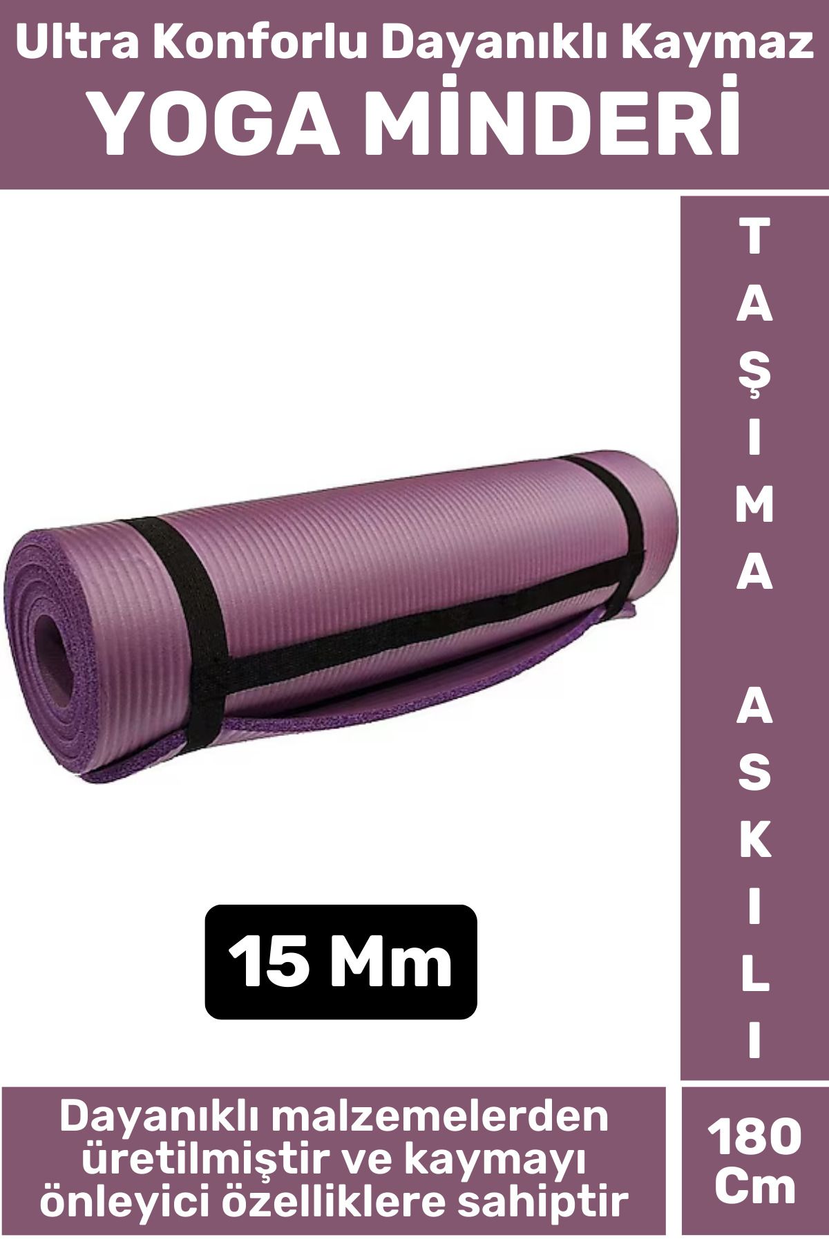 Wintoup Premium Dayanıklı Konforlu Kaymaz Fitness Yoga Aerobik Meditasyon PİLATES MİNDERİ 15 Mm