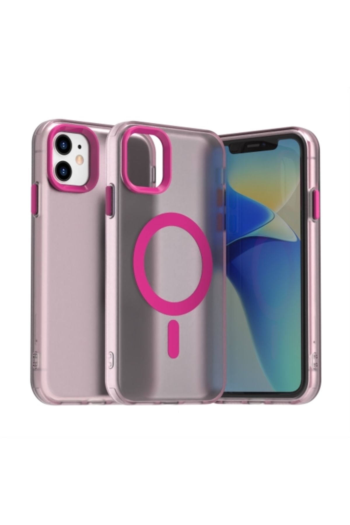 Deppo Trend iPhone 11 Uyumlu Kılıf Buzlu Mat Sararmayan Magsafe İçin Uygun Renkli Manyetik Sert Kapak