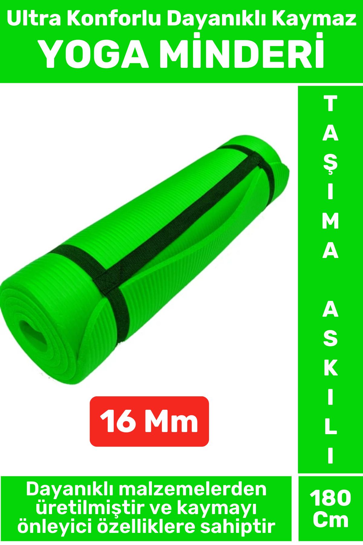 Wintoup Premium Dayanıklı Konforlu Kaymaz Fitness Yoga Aerobik Meditasyon PİLATES MİNDERİ 16 Mm