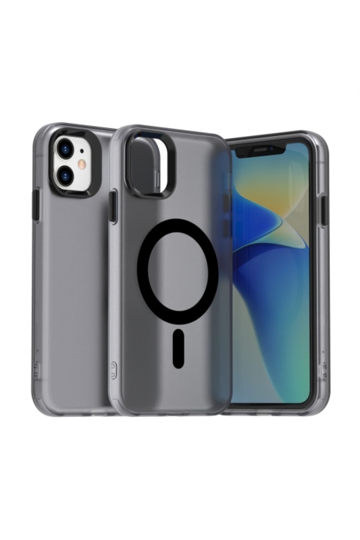 Deppo Trend iPhone 11 Uyumlu Kılıf Buzlu Mat Sararmayan Magsafe İçin Uygun Renkli Manyetik Sert Kapak