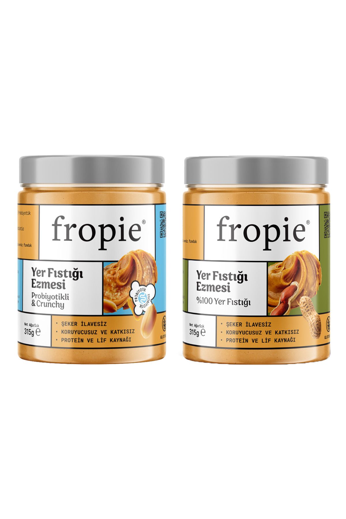 FROPİE Yer Fıstığı Ezmesi Seti Probiyotikli Crunchy & %100 Yer Fıstığı 315 gr x2