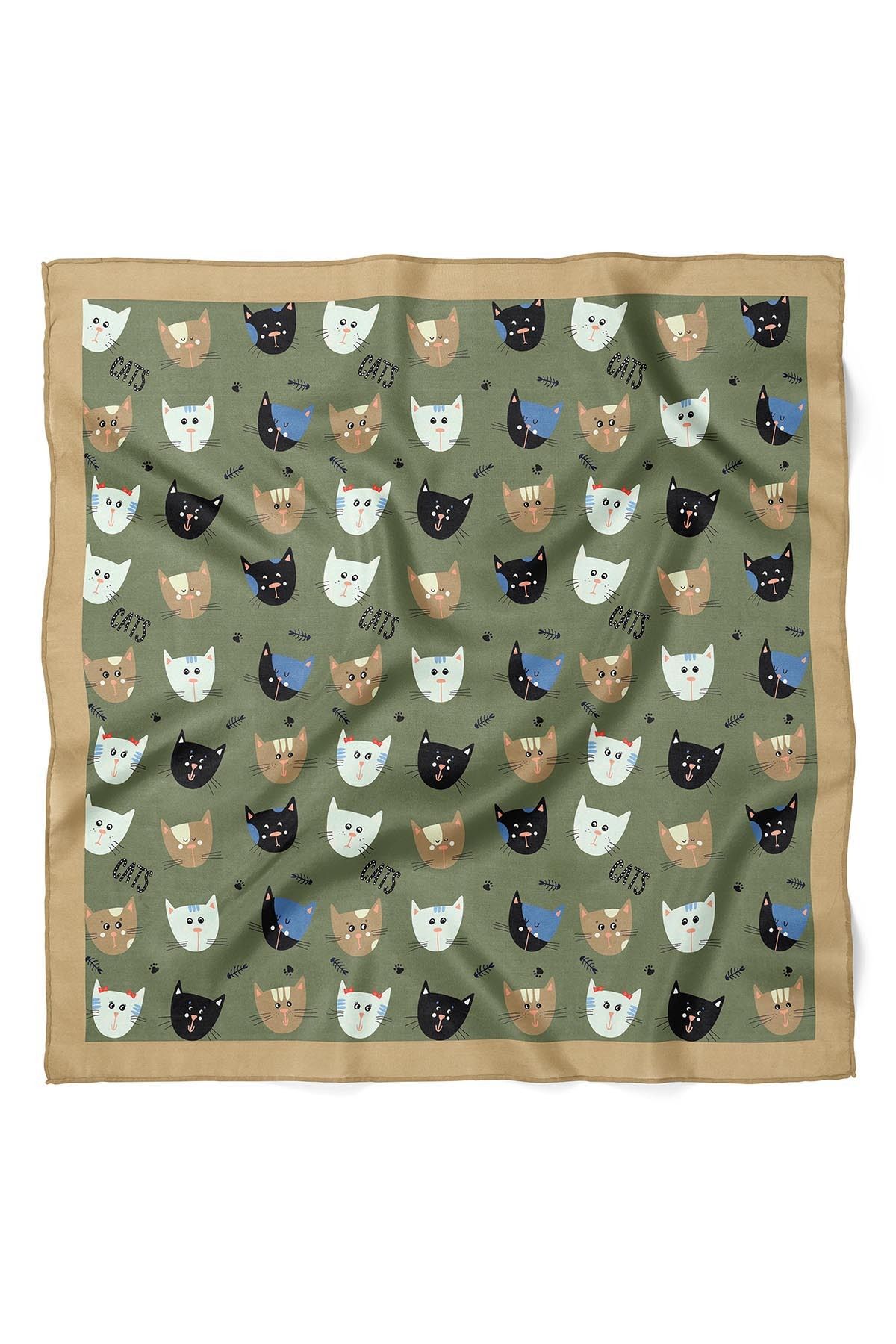 nehir eşarp-Cat Patterned Bandana 2