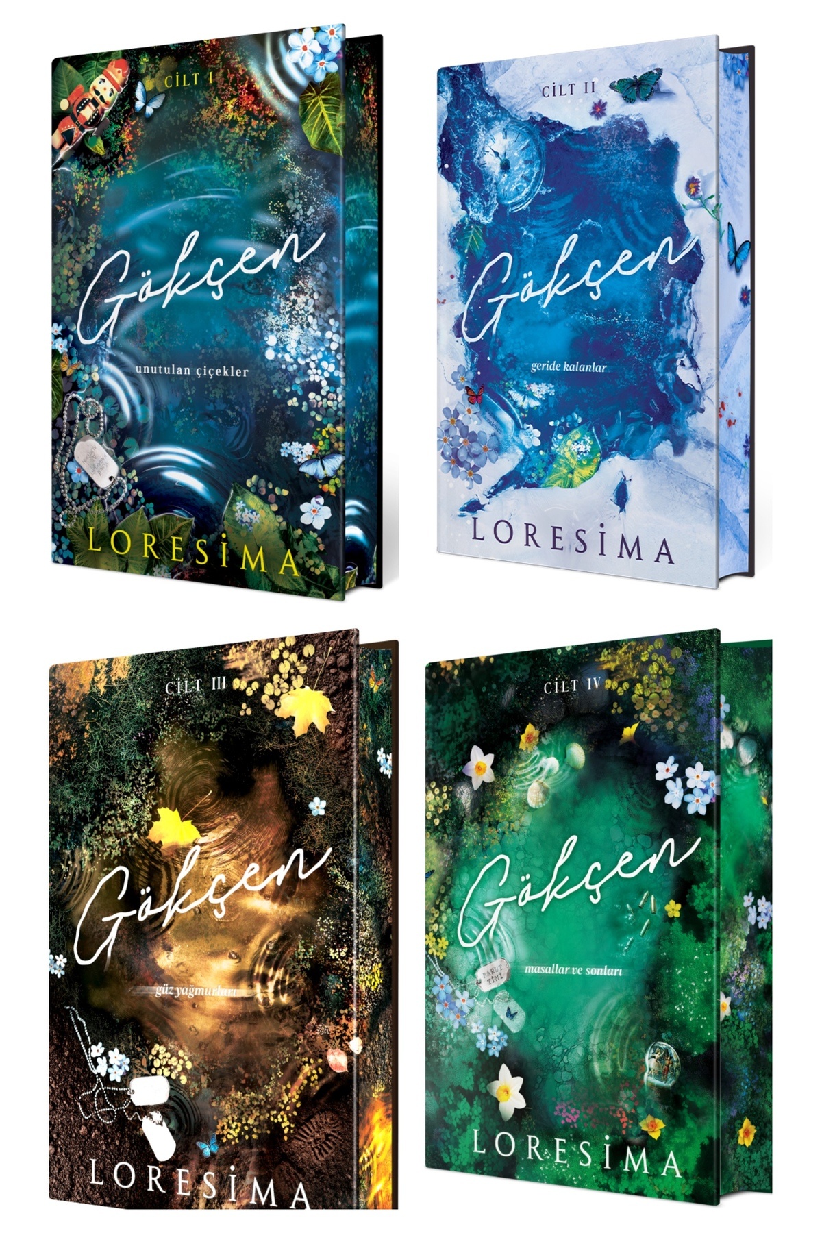 Ephesus Yayınları Yan Boyamalı Gökçen Set 4 Kitap Ciltli Loresima 1.2.3.4.Kitaplar Seri