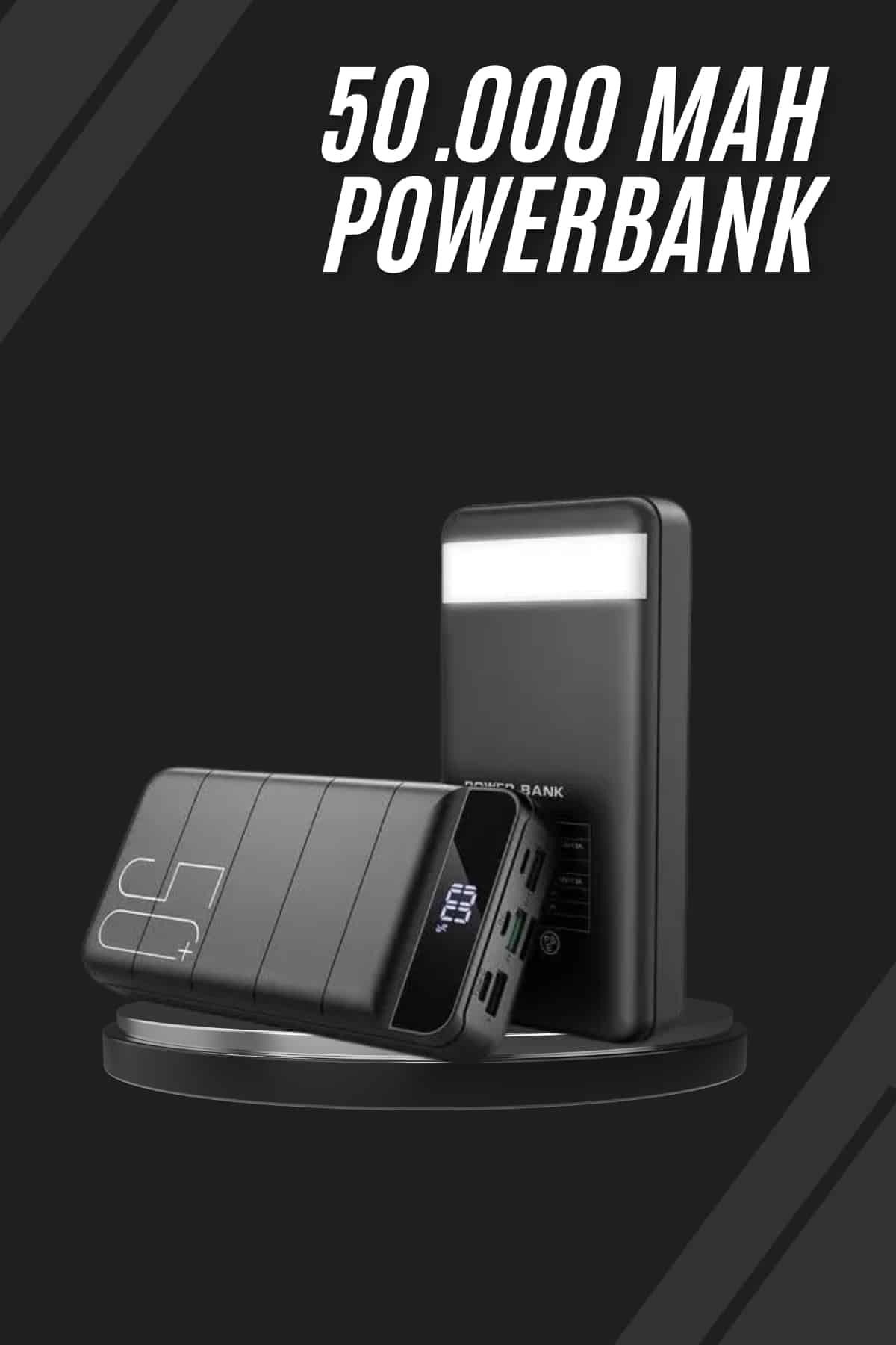 teknodayım Taşınabilir Powerbank 50.000 mAh 4 Girişli Hızlı Şarj Led Göstergeli Fenerli Şarj