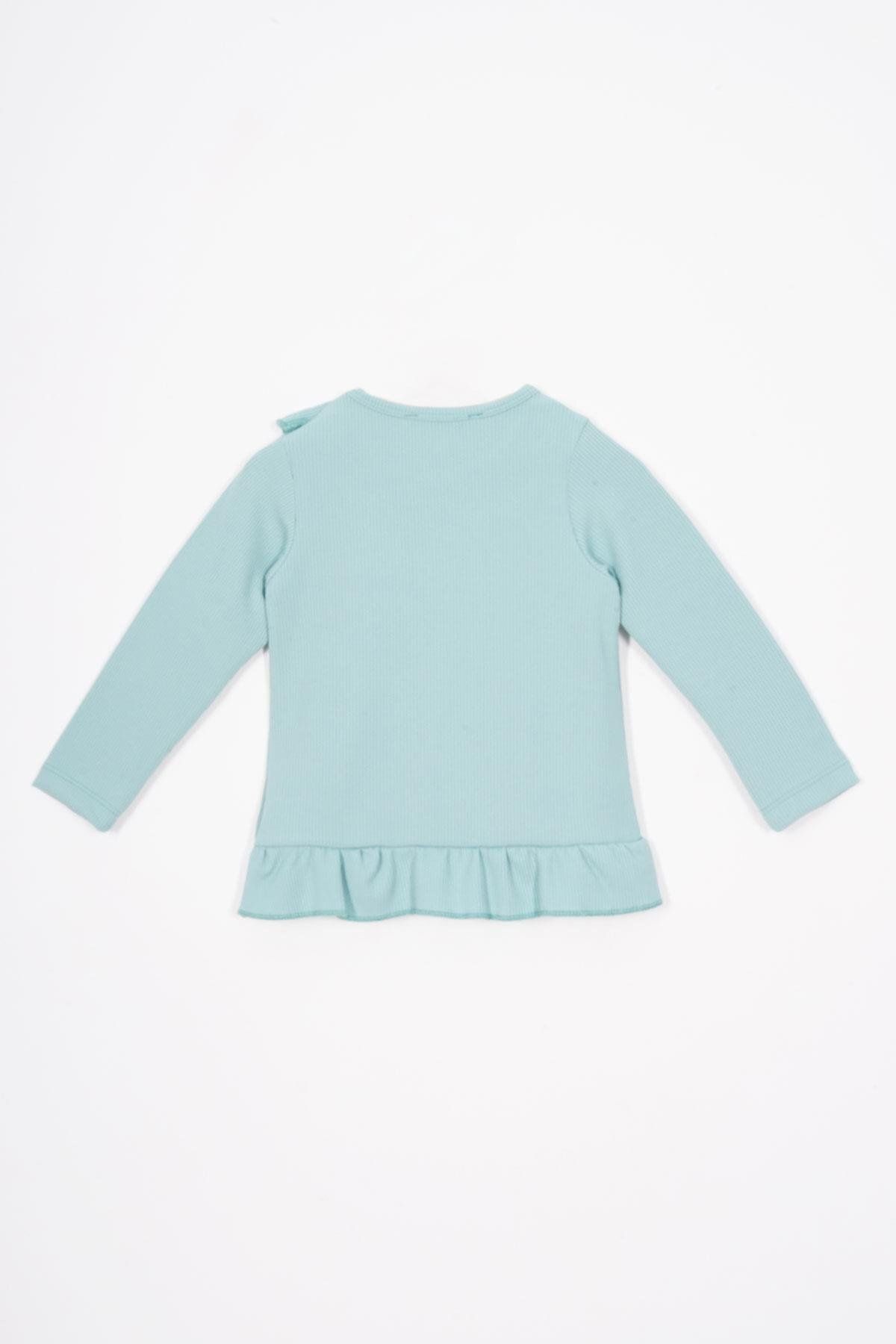 zepkids-Ruffled Hem Flared Leg Green Color Girl's Suit 4