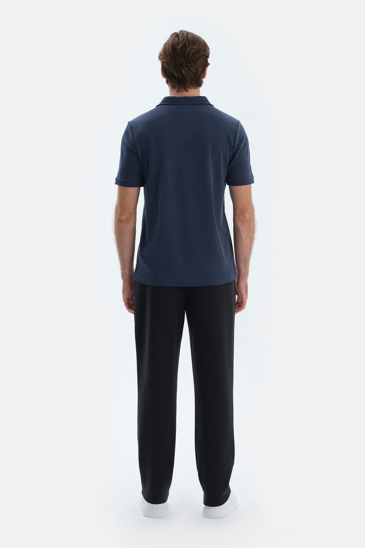Dagi-Indigo Polo Collar Short Sleeve Modal Pique T-Shirt 2