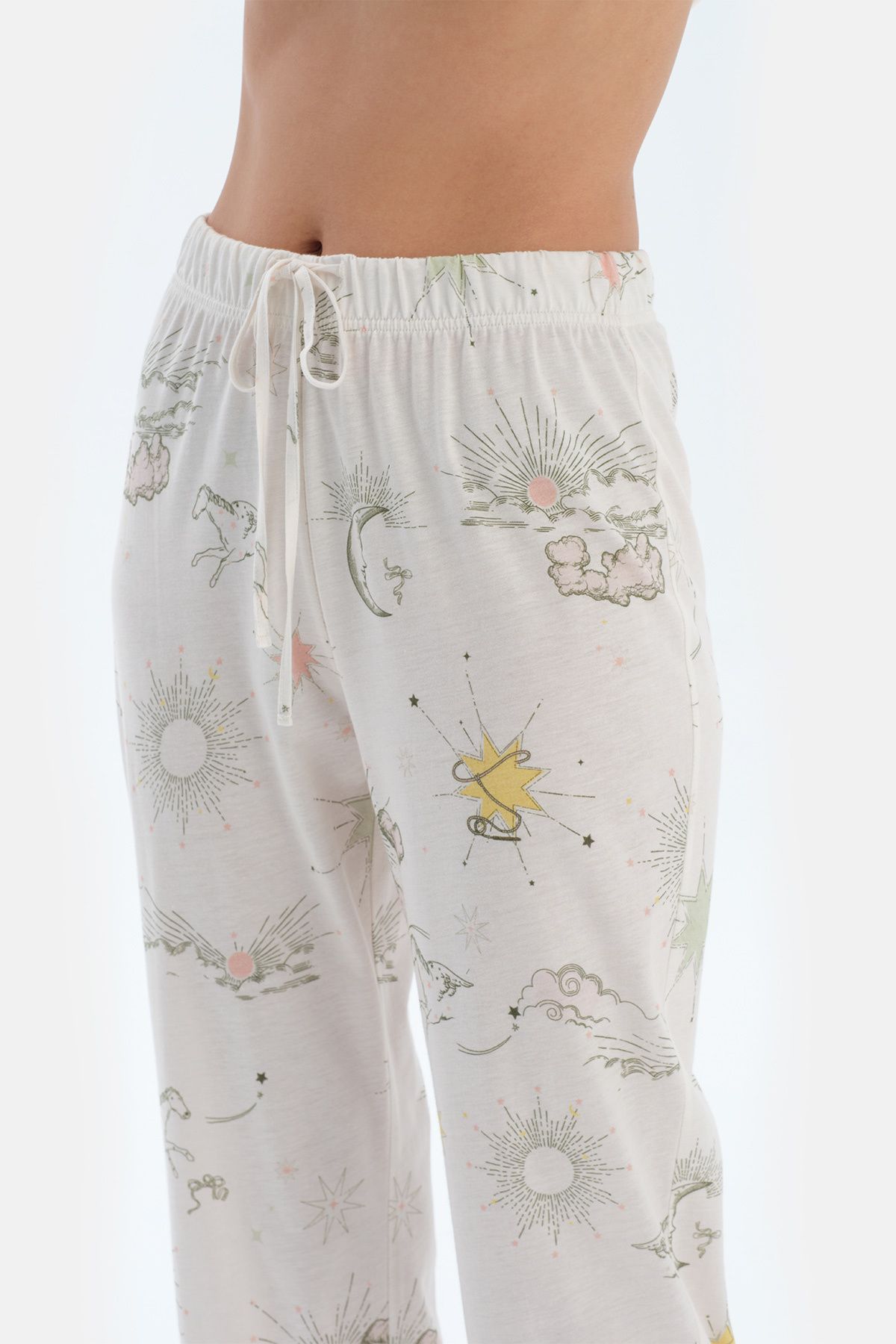 Dagi-Set de pijamale cu pantaloni tricou cu mânecă scurtă cu imprimeu ecru 6