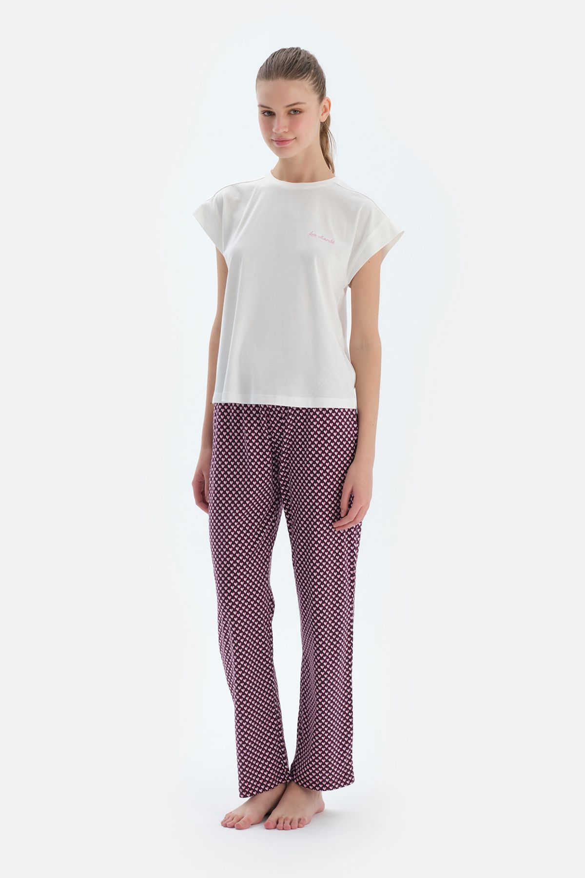 Dagi-Pink Metrage Patterned and Straight Double Trousers 7