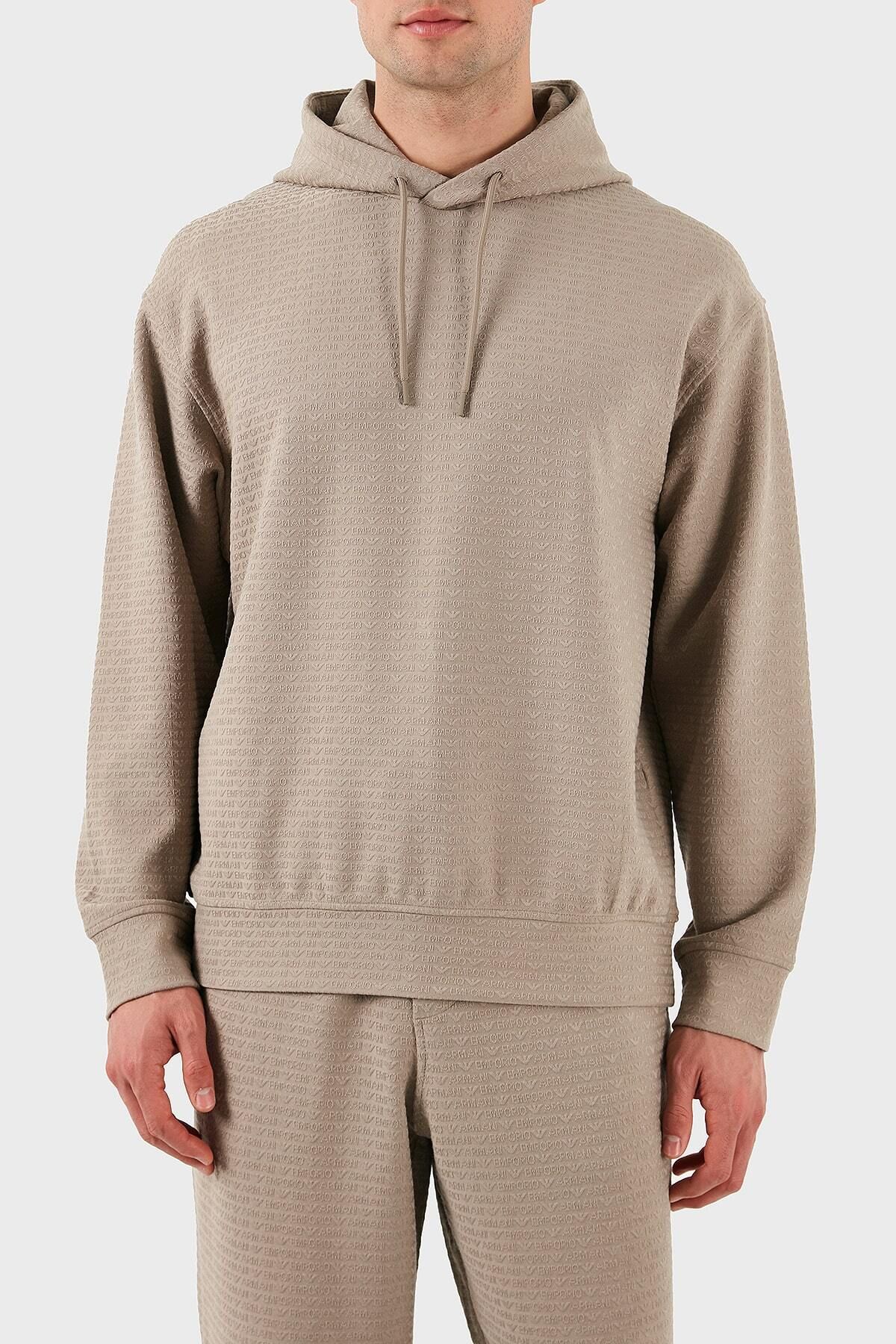 کاپشن ژاکارد معمولی سرپوش مردانه SWEAT EM001007 AF13700 U6107 Emporio Armani