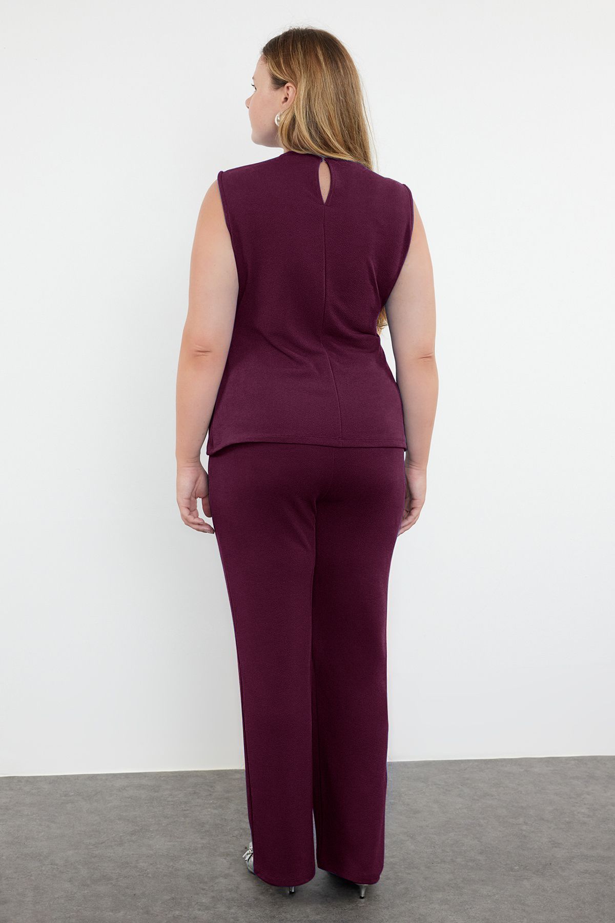 Trendyol Curve-Purple Knitted Large Size Bottom-Top Set 5
