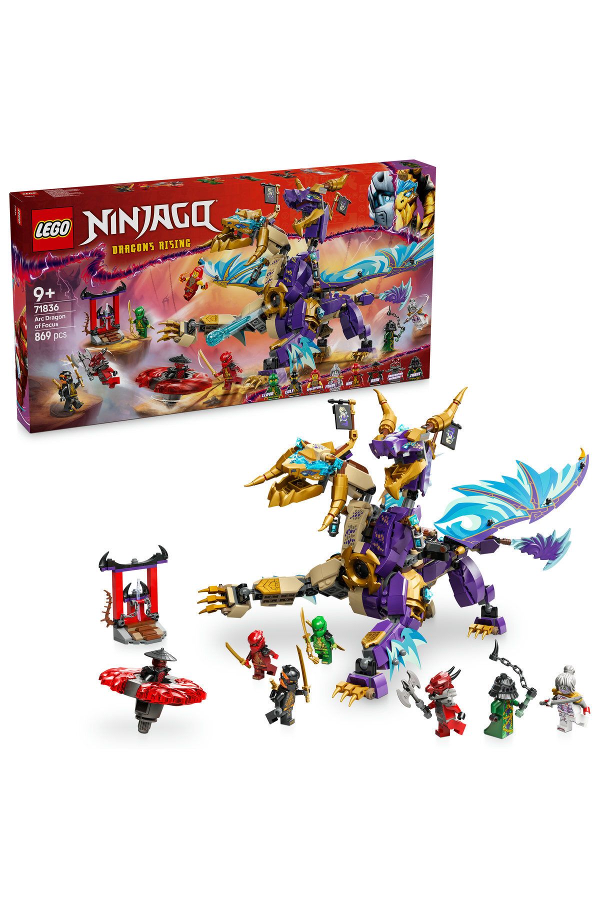 ® NINJAGO® Odak Ark Ejderhası 71836 - 9+ Yaratıcı Oyuncak Yapım Seti (869 Parça)
