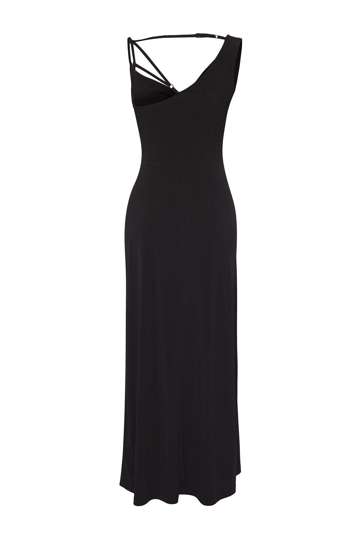 Trendyol Collection-Rochie tricotată elastică, elastică, neagră, cu spate, ediție limitată TWOSS25EL00509 4