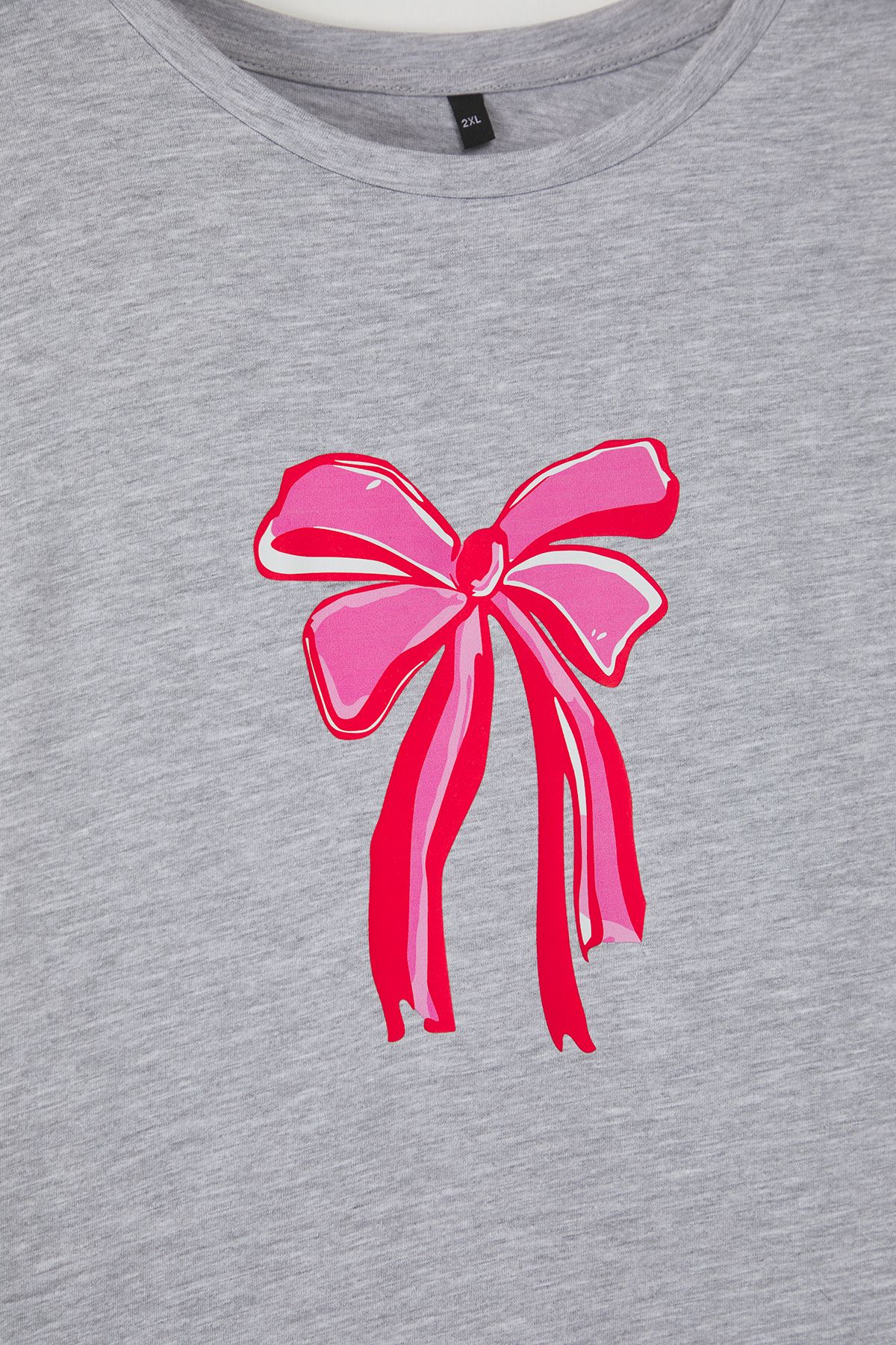 Trendyol Curve-2er-Pack grau-rosa gestrickte Nachthemden – Schleifen-/Bandmuster TBBSS25CH00008 3