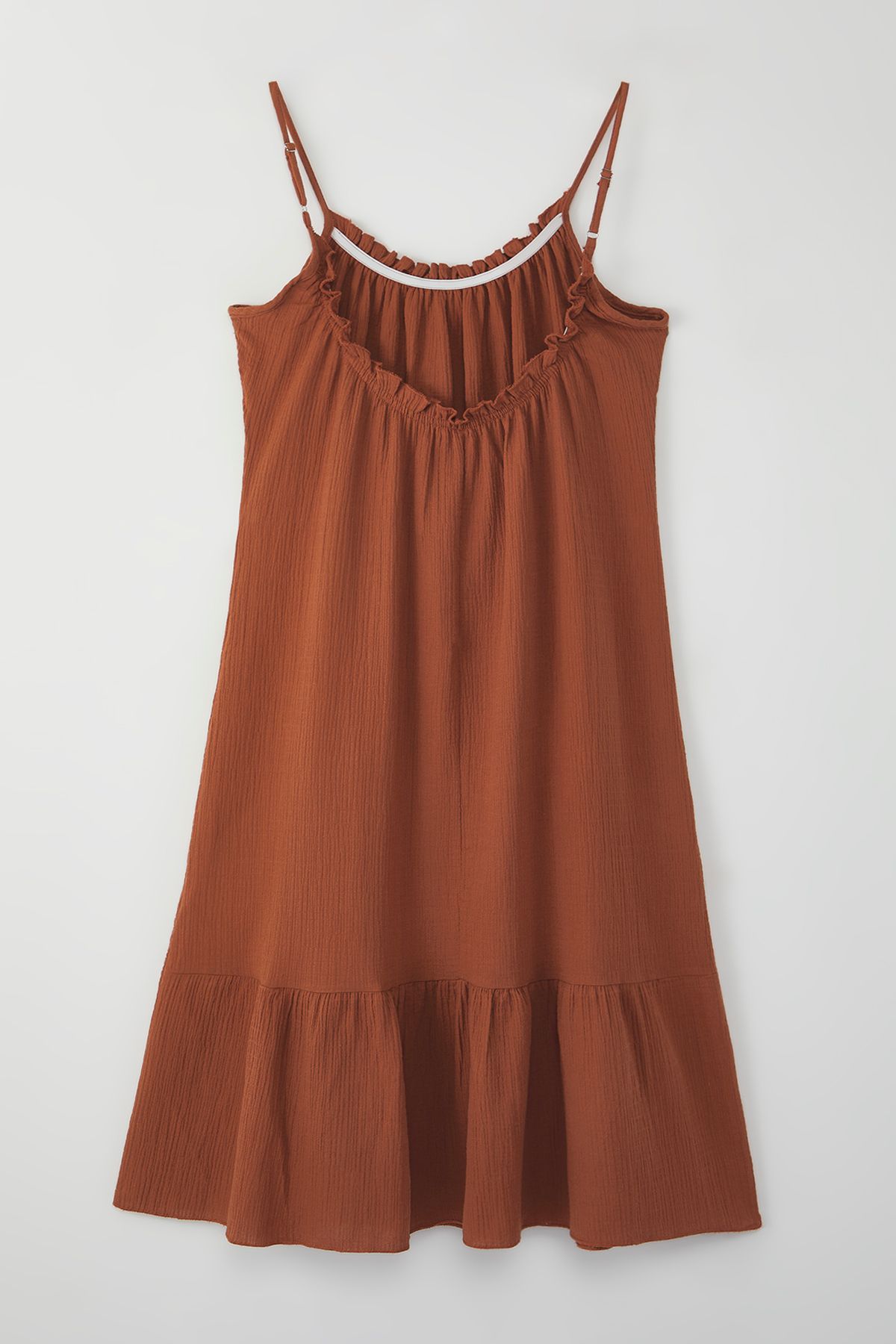 Trendyol Curve-Φόρεμα Maxi Beach Wear μεγάλου μεγέθους - υφή μουσελίνας από πλακάκια, ζαρτιέρες TBBSS25AH00096 8
