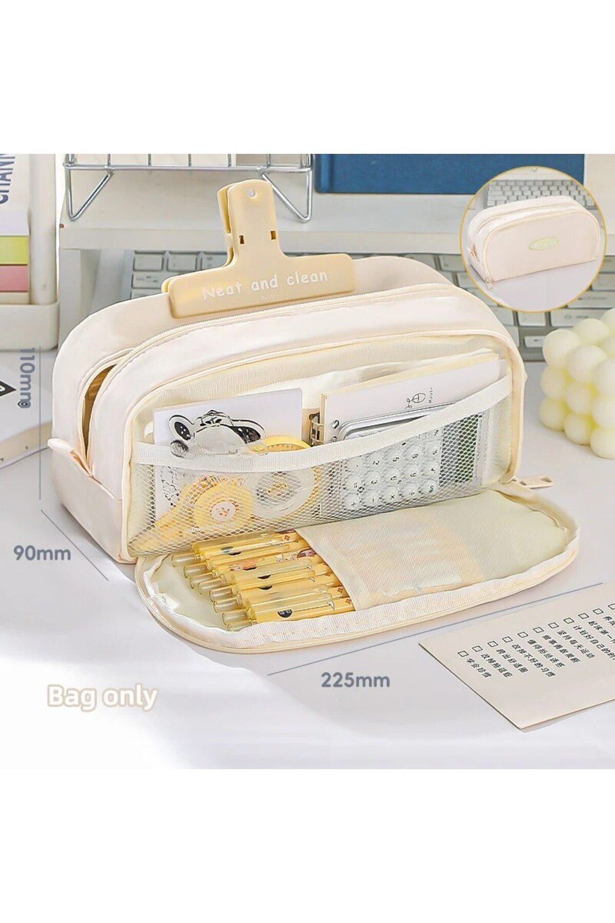 Choice-Beige Stylish and Practical Pencil Bag with Large Capacity and Multiple Sections for Stationery Stor 1