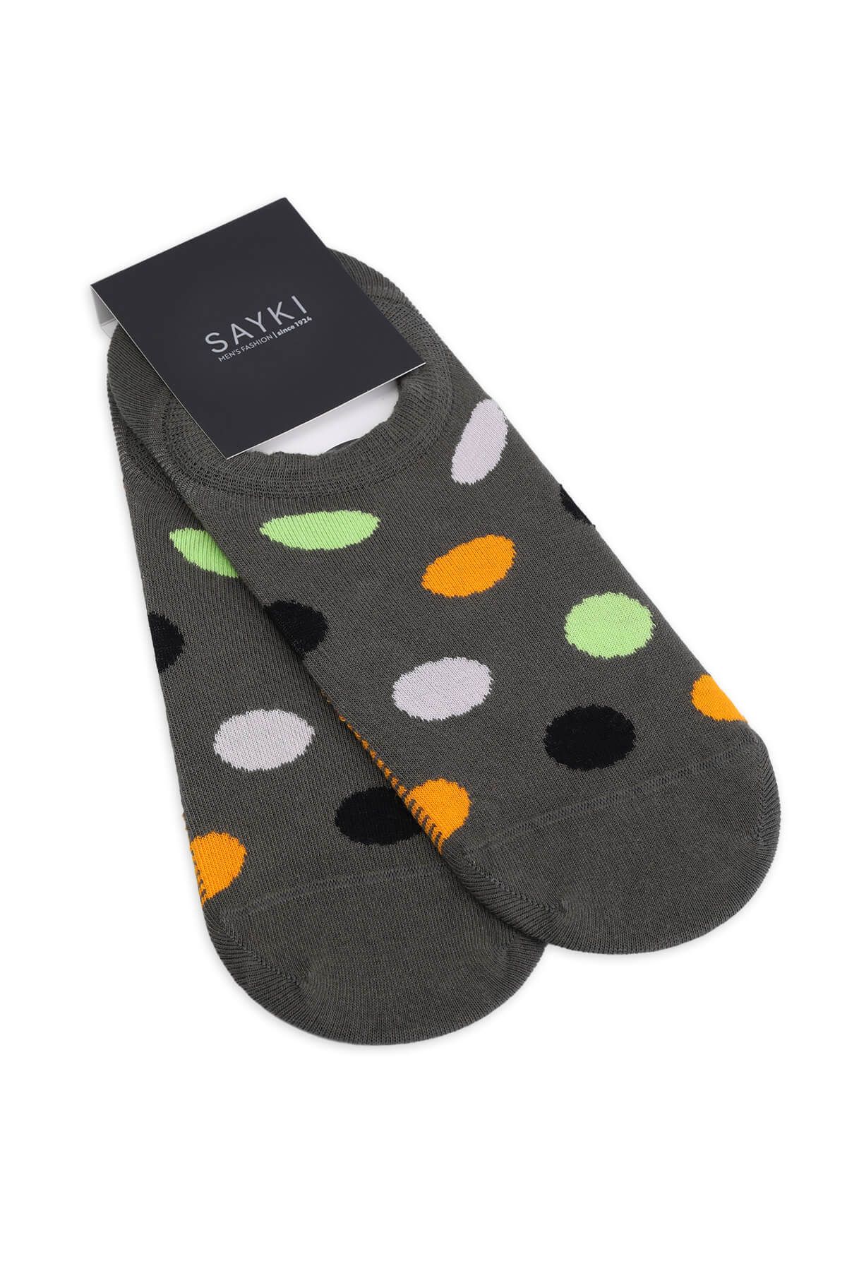 Hatemoğlu-Orange Double Polka Dot Cotton Ballerina Socks 1